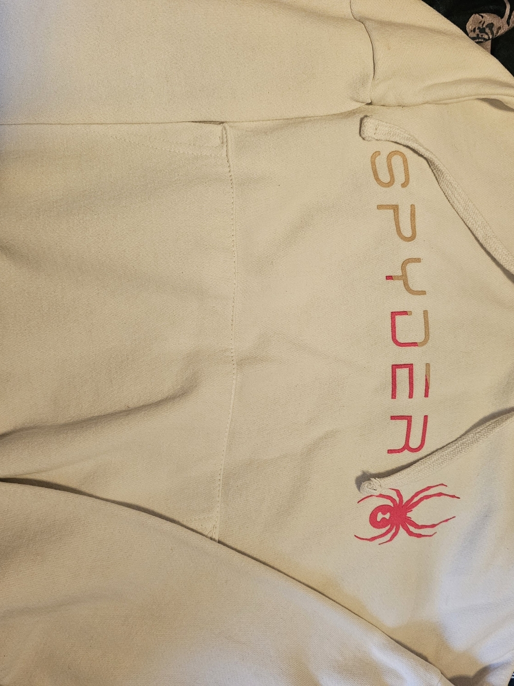 Spyder Women's Cream Hoodie with Pink Logo Accents